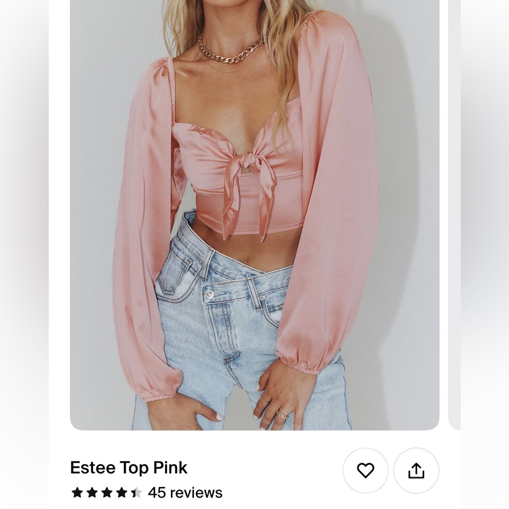 Princess Polly Pink Long Sleeve Satin Tie Top